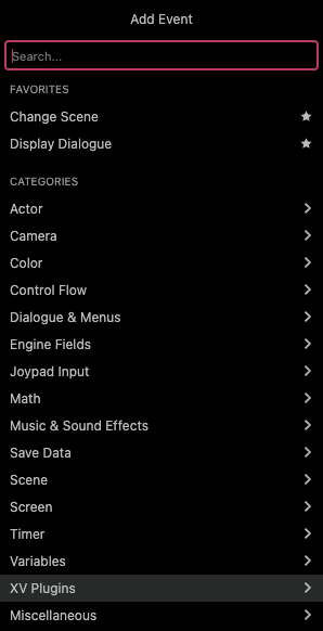 Add XV Plugins in GB Studio event