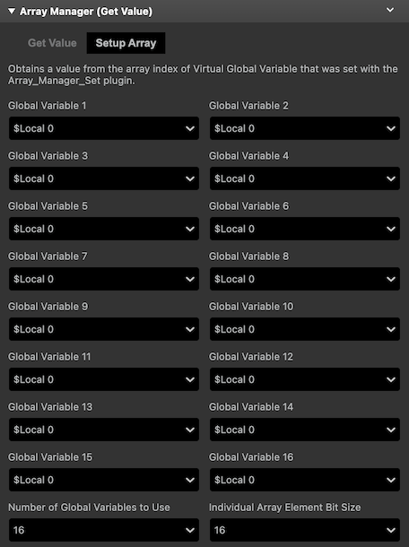 Array Manger Get Setup Array